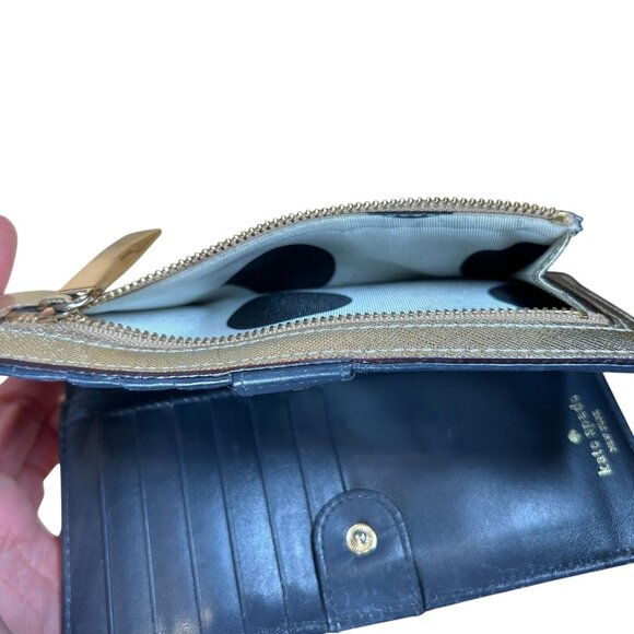 Kate Spade Metallic Gold Leather Bifold Wallet - Picture 6 of 8